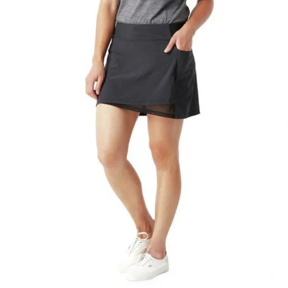 Smartwool Active Wool Lined Skirt Size L Skort Black Pockets Athletic Stretch - Picture 1 of 11